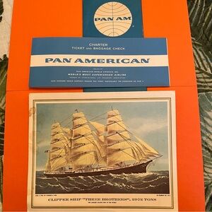 Pan American World Airways 1972 Ticket & Menu Charter Flight Miami to Frankfurt